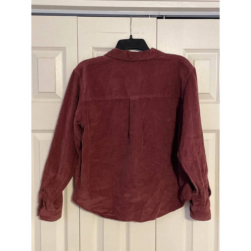 Alpine Design Mens Corduroy Long Sleeve Button Down Shirt Maroon Burgundy Medium